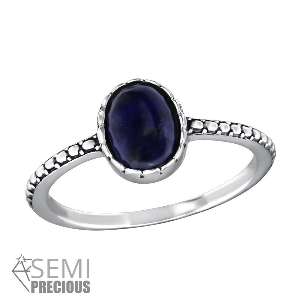 Sterling Silver Sodalite Semi Precious Gemstone Ring